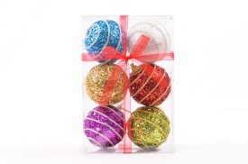 PACK 6 ESFERAS NAVIDAD cBRILLO COLORES (6007) (CES)
